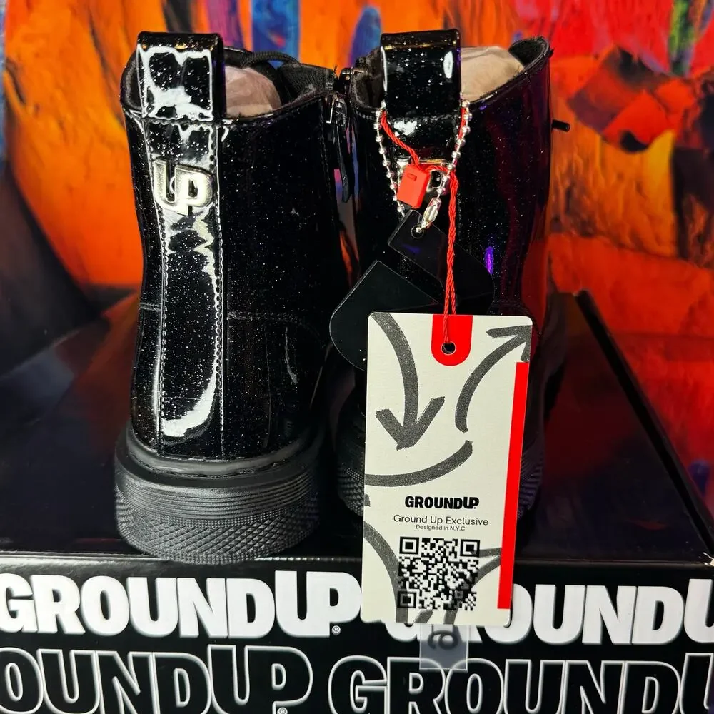 •DS• GroundUp Black Sparkle Boots • Kids 3C